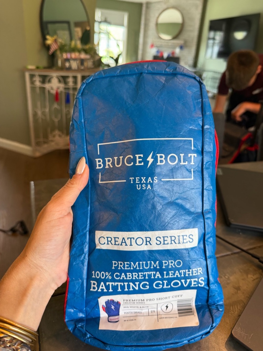 Bruce Bolt Kids Blue Creator Series Batting Gloves Pouch